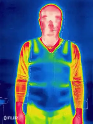 水冷服（面水冷服）のサーモグラフィーを見る