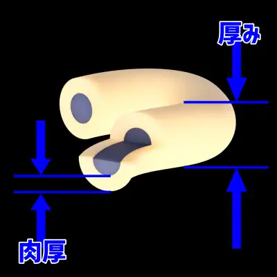 水冷服のチューブの断面図