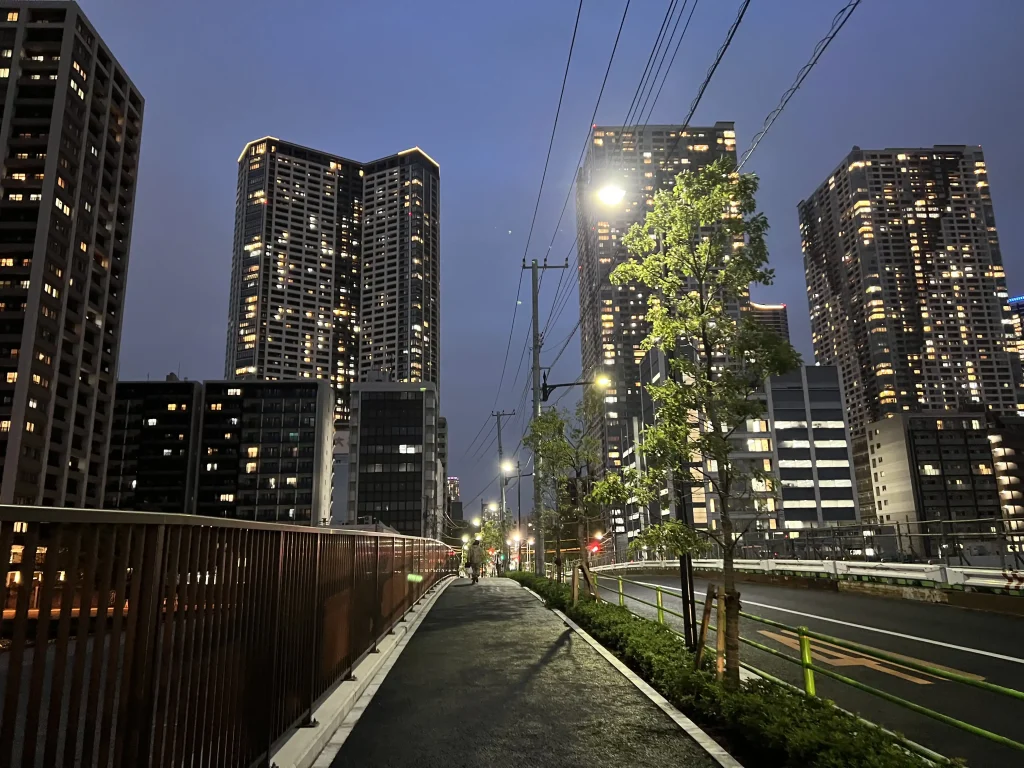 豊海から見えるビル群の景色