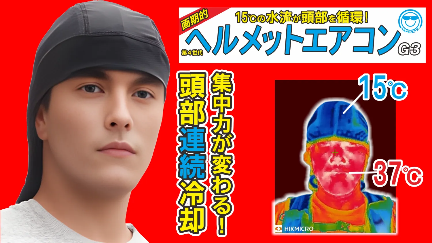 【画期的】頭部の連続冷却ヘルメットエアコンG3（フード）熱中症対策の決定版